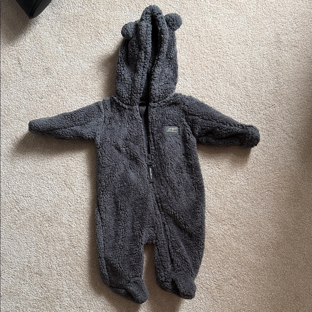 Eddie Bauer Charcoal Fleece Kids Footie with Ears